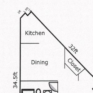 1 Bed, 1 Bath - Dining Room, Den